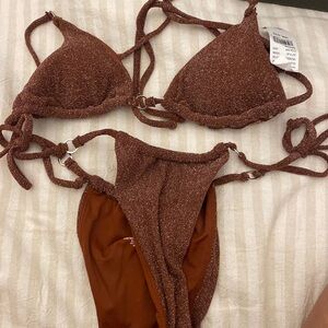 Pacsun shimmer brown bikini